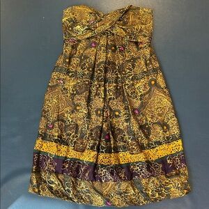 Nicole Miller sz 4 Deep Purple and gold opulent cocktail strapless Evening Dress